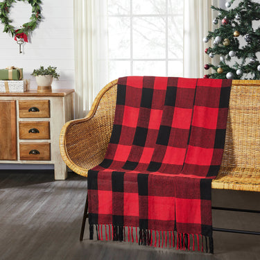 Harper Red Black Buffalo Check Woven Throw 50